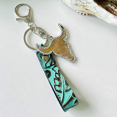 Rhinestone Bull Keychain - Trendsi