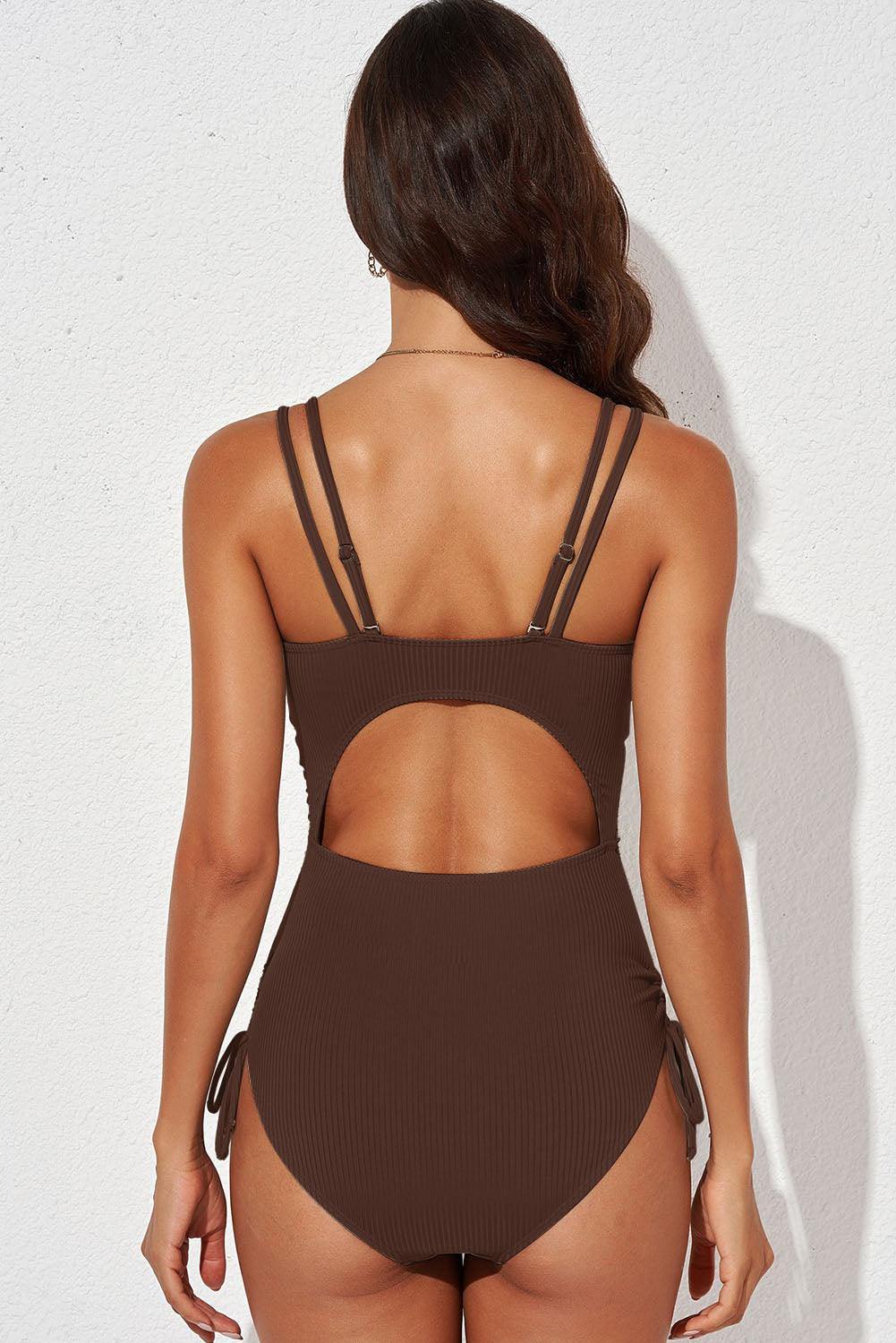 Tied Cutout Plunge One-Piece Swimsuit - Trendsi
