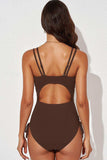 Tied Cutout Plunge One-Piece Swimsuit - Trendsi - Flyclothing LLC