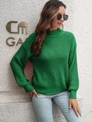 Dropped Shoulder Rib-Knit Sweater - Trendsi