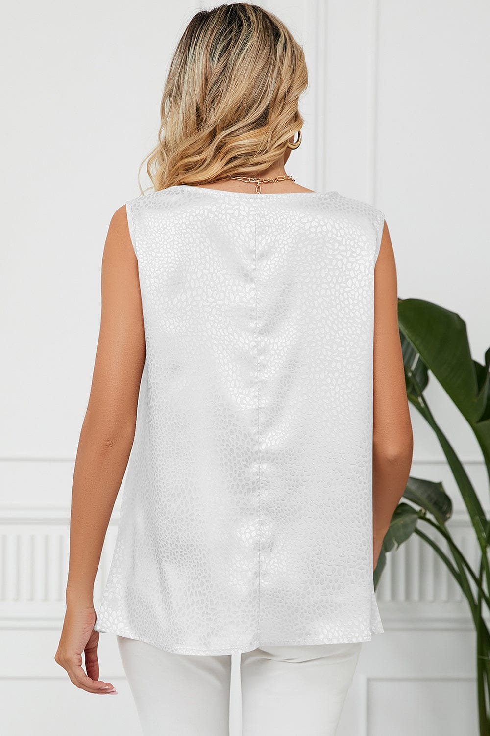 Ruched Cowl Neck Tank - Trendsi