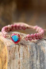 Handmade Heart Shape Natural Stone Bracelet - Trendsi