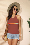 Rainbow Stripe Halter Neck Knit Tank - Trendsi - Flyclothing LLC