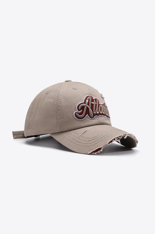 ATLANTIC Graphic Distressed Baseball Cap - Trendsi