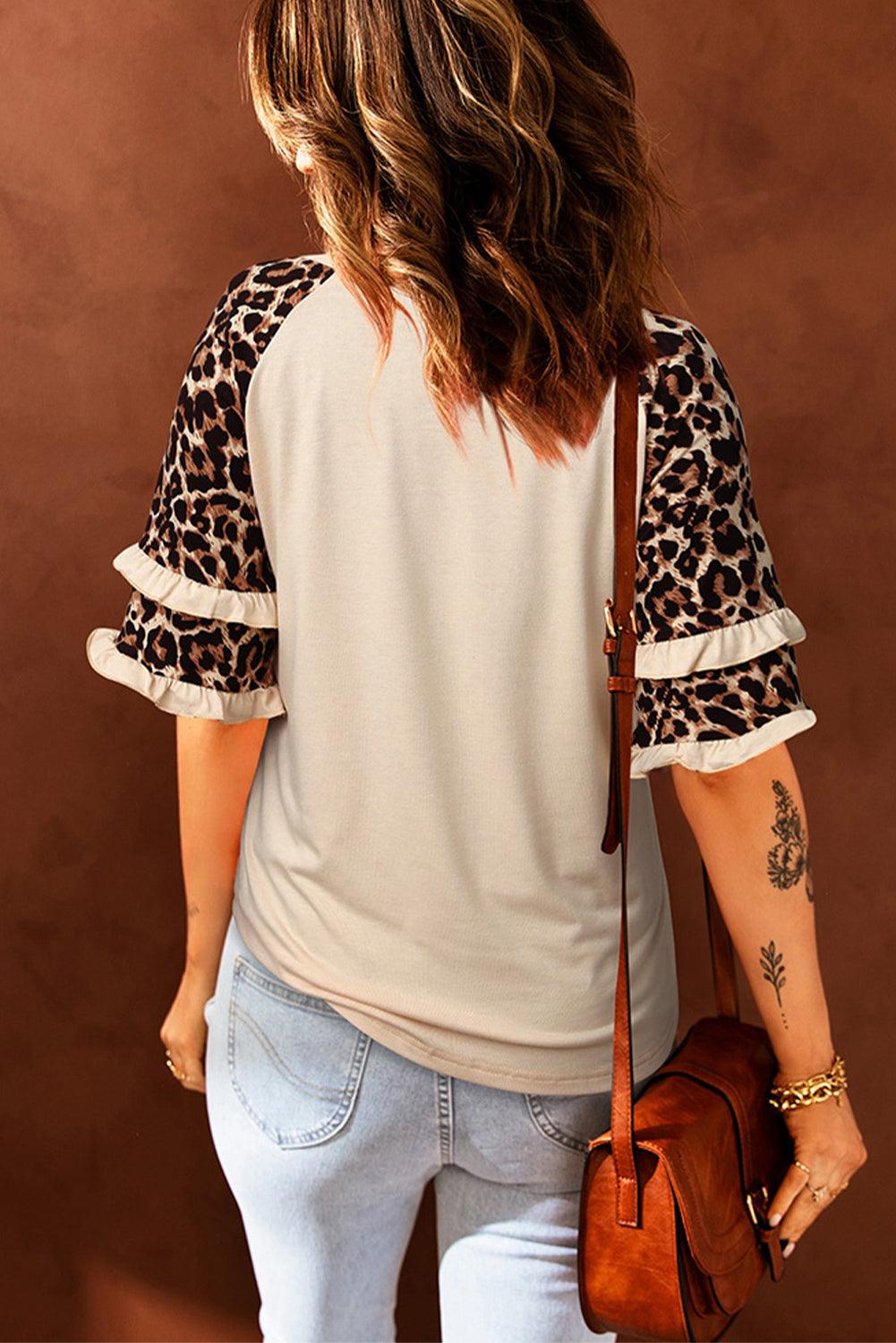 Leopard Bunny Graphic Layered Sleeve T-Shirt - Flyclothing LLC