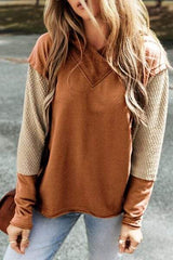 Color Block Dropped Shoulder Hoodie - Trendsi - Flyclothing LLC