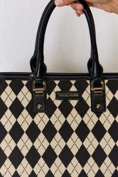 David Jones Argyle Pattern PU Leather Handbag - Trendsi - Flyclothing LLC