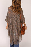 Fringe Hem Slit Open Front Cardigan - Trendsi - Flyclothing LLC