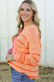 Striped Pocketed Dropper Shoulder Sweater - Trendsi - Flyclothing LLC
