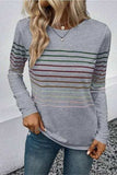 Striped Round Neck Long Sleeve T-Shirt - Trendsi - Flyclothing LLC