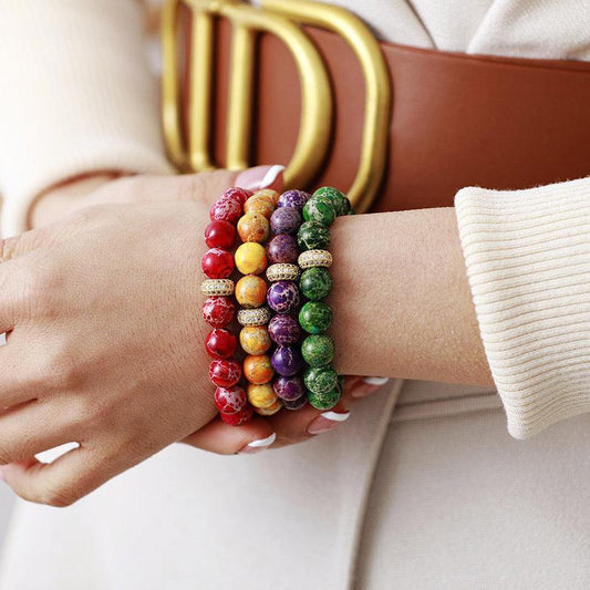 Natural Stone Beaded Bracelet - Trendsi