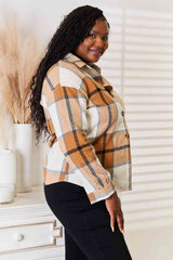 Double Take Plaid Print Dropped Shoulder Shirt - Trendsi - Flyclothing LLC