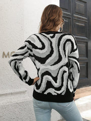 Round Neck Dropped Shoulder Sweater - Trendsi