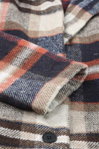 Plaid Longline Jacket with Pockets - Trendsi - Flyclothing LLC