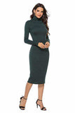 Ribbed Turtleneck Long Sleeve Dress - Trendsi - Flyclothing LLC