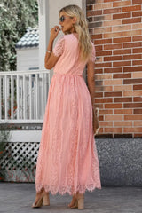Scalloped Trim Lace Plunge Dress - Trendsi - Flyclothing LLC