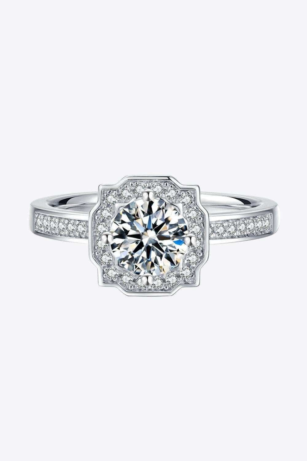 1 Carat Moissanite 925 Sterling Silver Halo Ring - Trendsi - Flyclothing LLC