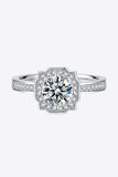 1 Carat Moissanite 925 Sterling Silver Halo Ring - Trendsi