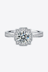 1 Carat Moissanite 925 Sterling Silver Halo Ring - Trendsi