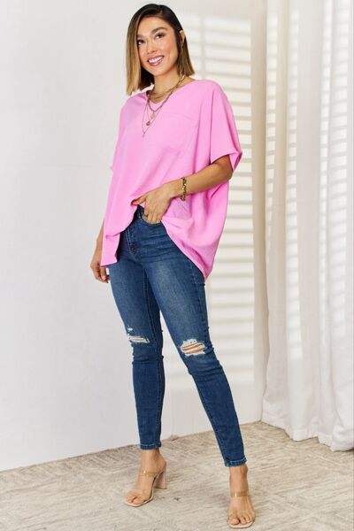 Zenana Texture Short Sleeve T-Shirt - Trendsi - Flyclothing LLC