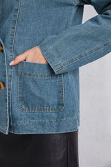 Pocketed Button Up Denim Jacket - Trendsi