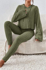 Lettuce Hem Dropped Shoulder Hooded Top and Pants Set - Trendsi - Flyclothing LLC