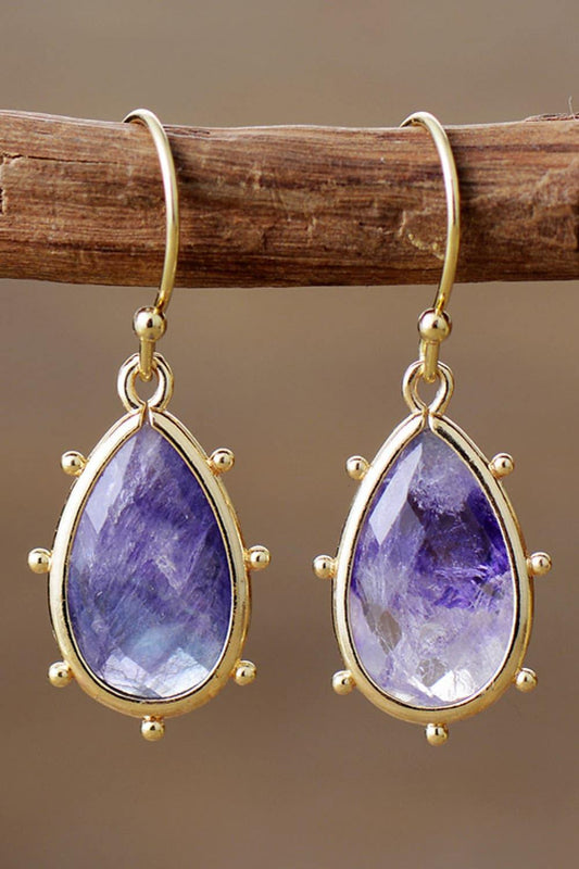 Natural Stone Teardrop Earrings - Trendsi