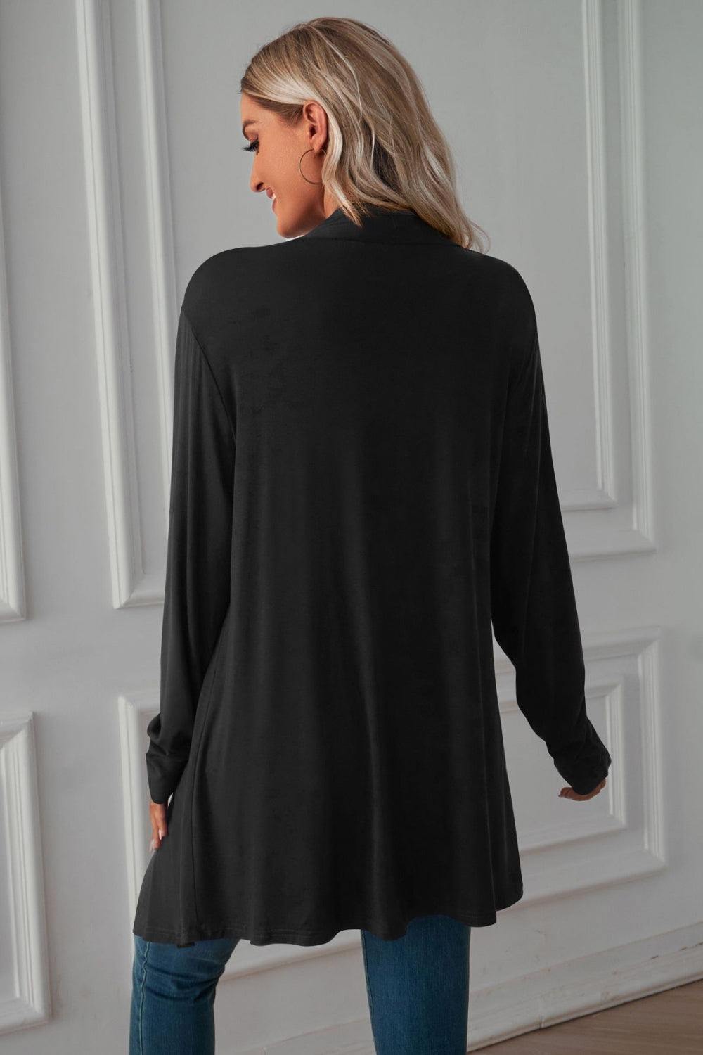 Open Front Long Sleeve Cardigan - Trendsi