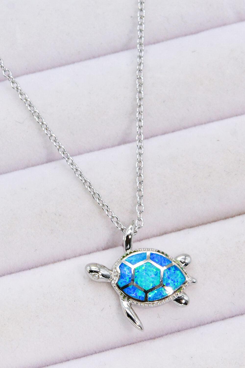 Opal Turtle Pendant Chain-Link Necklace - Flyclothing LLC