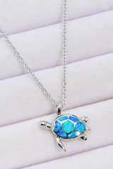 Opal Turtle Pendant Chain-Link Necklace - Flyclothing LLC