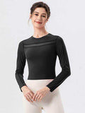 Round Neck Long Sleeve Active T-Shirt - Trendsi - Flyclothing LLC