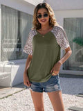 Leopard Round Neck Short Sleeve T-Shirt - Trendsi - Flyclothing LLC