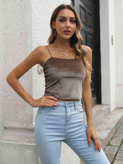 Straight Neck Cropped Cami - Flyclothing LLC
