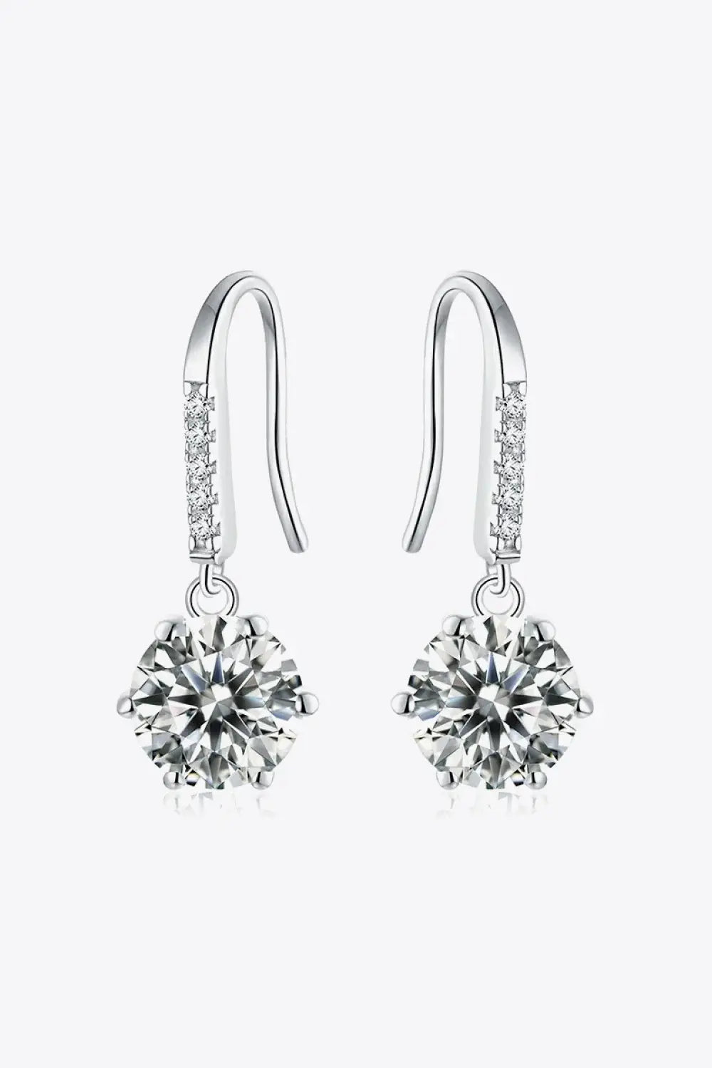 6-Prong Moissanite Drop Earrings - Trendsi - Flyclothing LLC