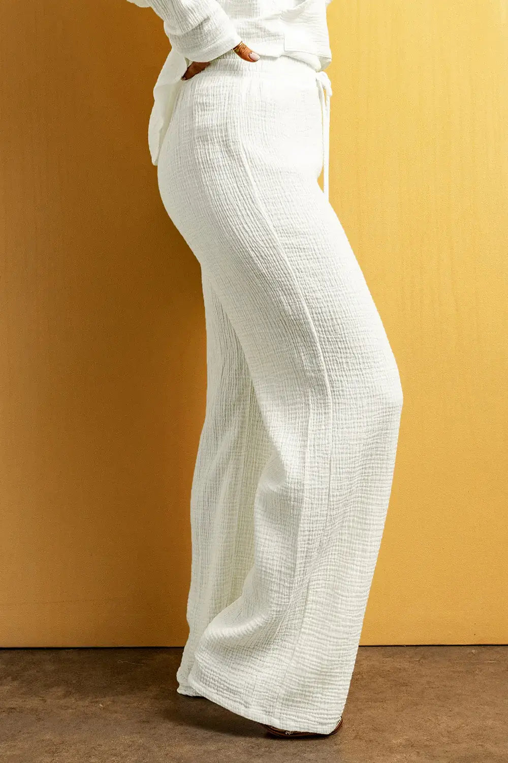 Textured Straight Leg Pants - Trendsi - Flyclothing LLC