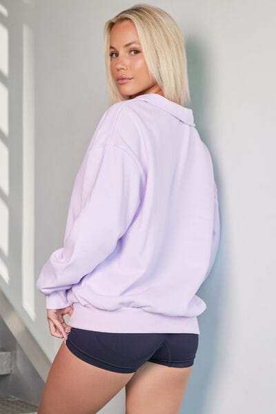 Quarter Zip Dropped Shoulder Sweatshirt - Trendsi - Flyclothing LLC
