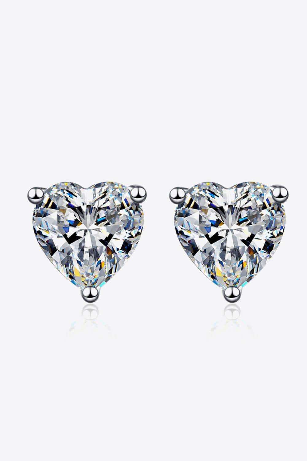2 Carat Moissanite Heart-Shaped Stud Earrings - Trendsi - Flyclothing LLC