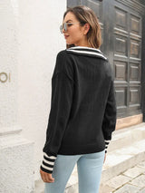 Johnny Collar Drop Shoulder Sweater - Trendsi - Flyclothing LLC