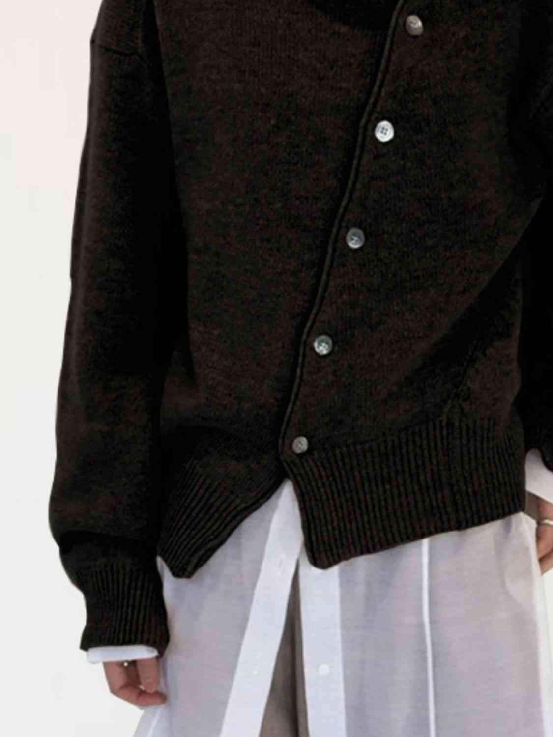 Dropped Shoulder Buttoned Cardigan - Trendsi - Flyclothing LLC