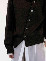 Dropped Shoulder Buttoned Cardigan - Trendsi