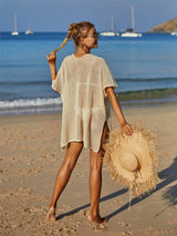Openwork Flower V-Neck Short Sleeve Cover Up - Trendsi - Flyclothing LLC