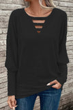 Cutout Round Neck Long Sleeve T-Shirt - Trendsi - Flyclothing LLC