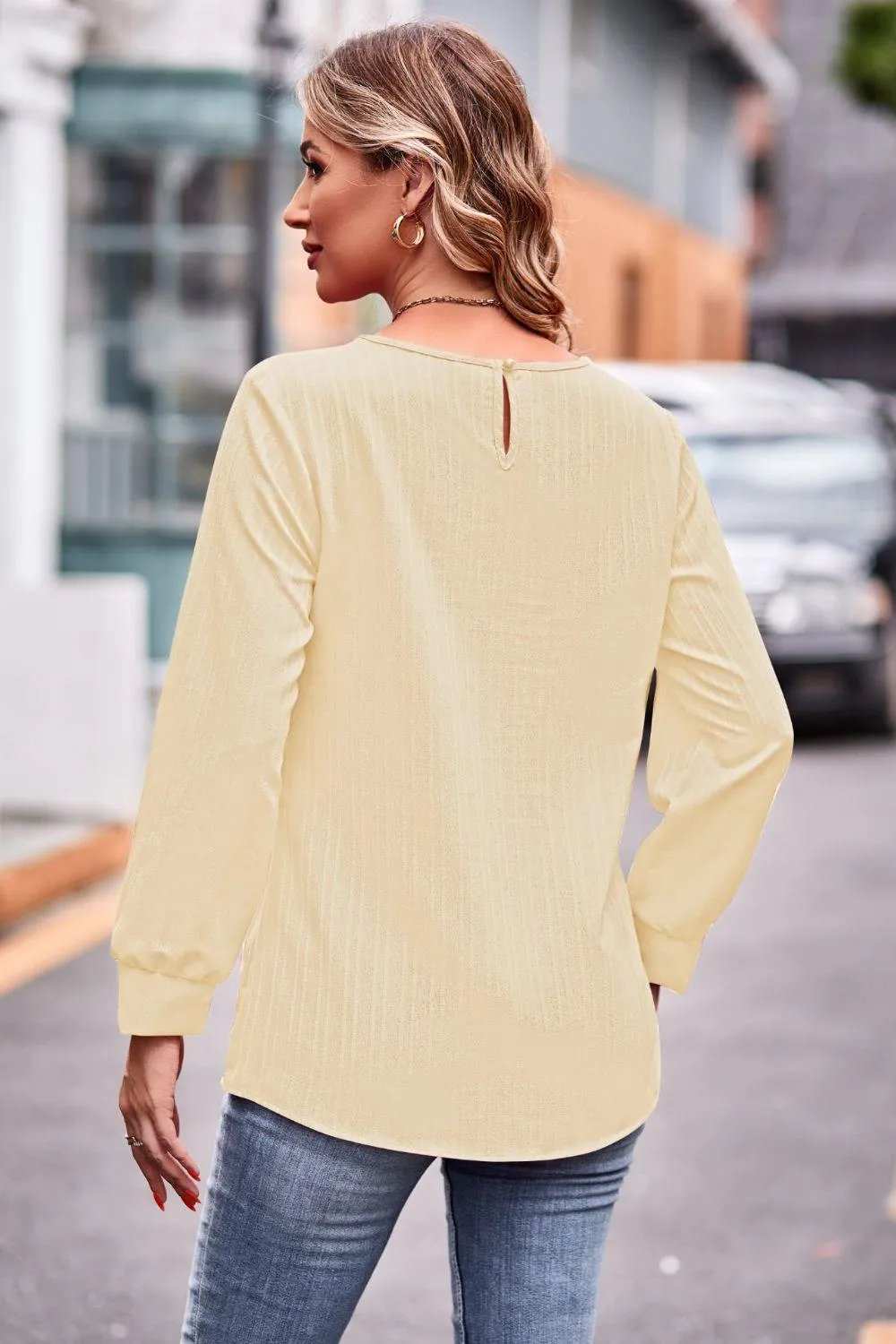 Round Neck Long Sleeve Tee - Trendsi - Flyclothing LLC
