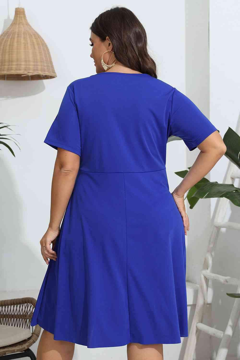 Plus Size Round Neck Openwork Dress - Trendsi - Flyclothing LLC