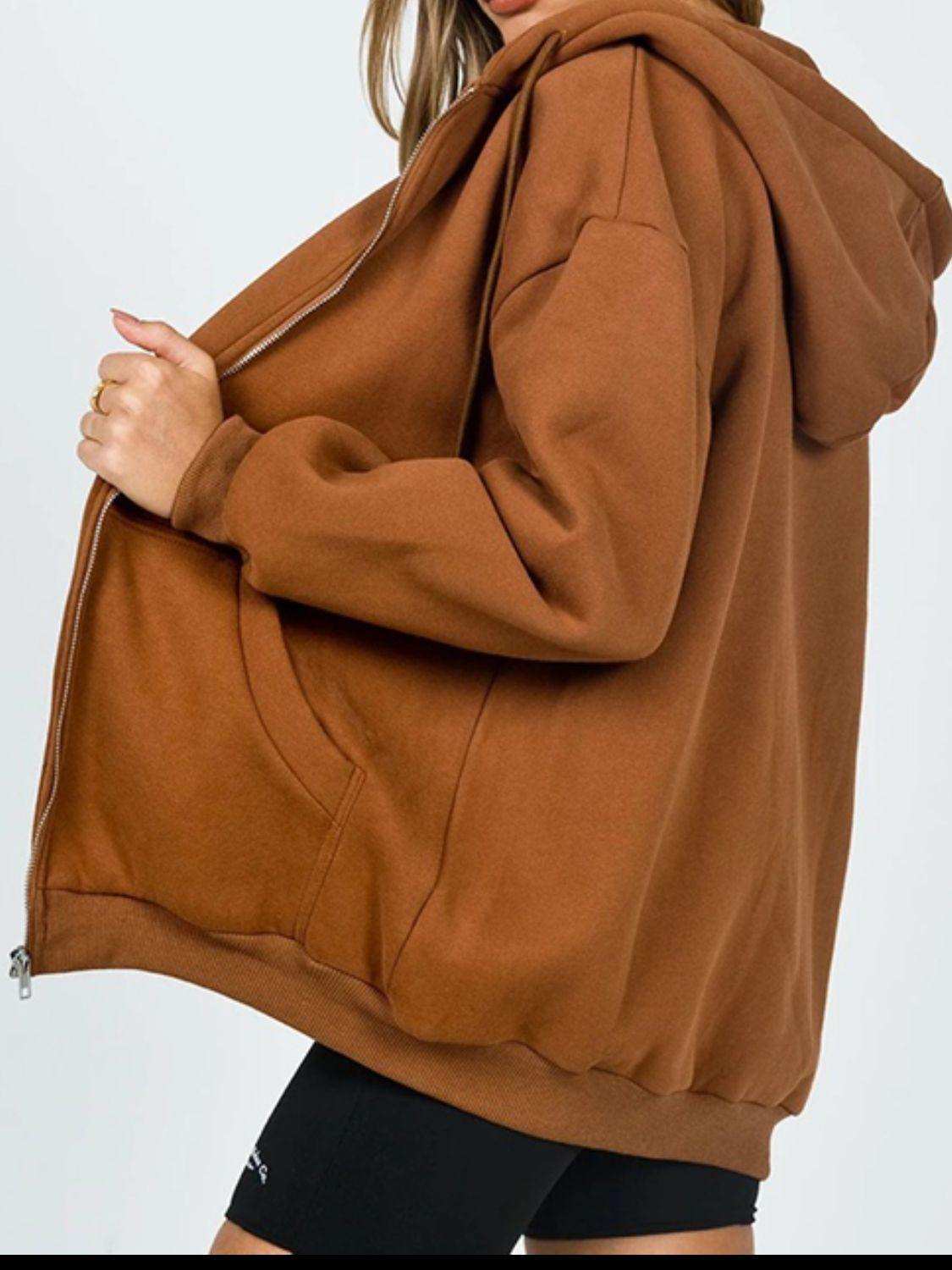 Zip-Up Drawstring Hoodie - Trendsi - Flyclothing LLC