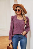 Square Neck Puff Sleeve Top - Trendsi - Flyclothing LLC
