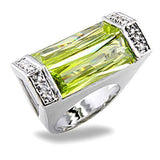 Alamode Rhodium Brass Ring with Synthetic Spinel in Peridot - Alamode