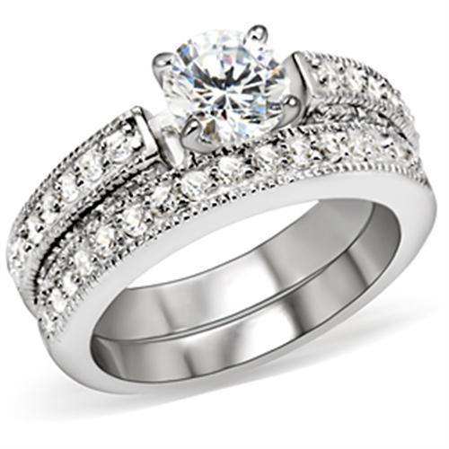 Alamode Rhodium Brass Ring with AAA Grade CZ in Clear - Alamode - Flyclothing LLC