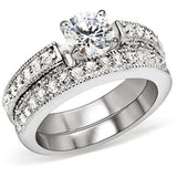 Alamode Rhodium Brass Ring with AAA Grade CZ in Clear - Alamode - Flyclothing LLC