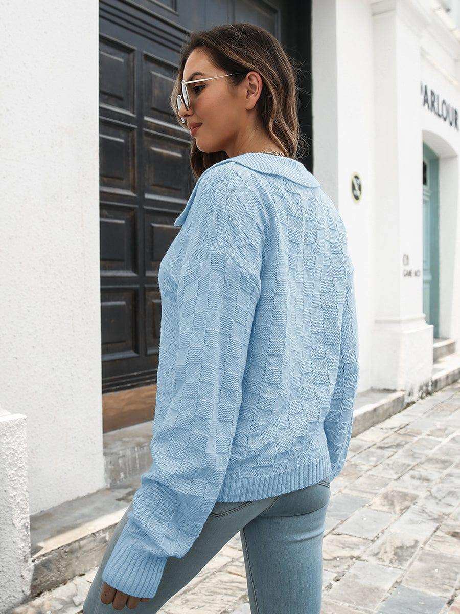 Johnny Collar Dropped Shoulder Sweater - Trendsi - Flyclothing LLC